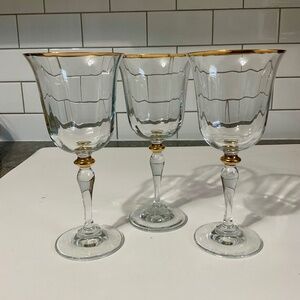 Colony Glass Turkish Gilt 3 Pc Set Wine Glasses